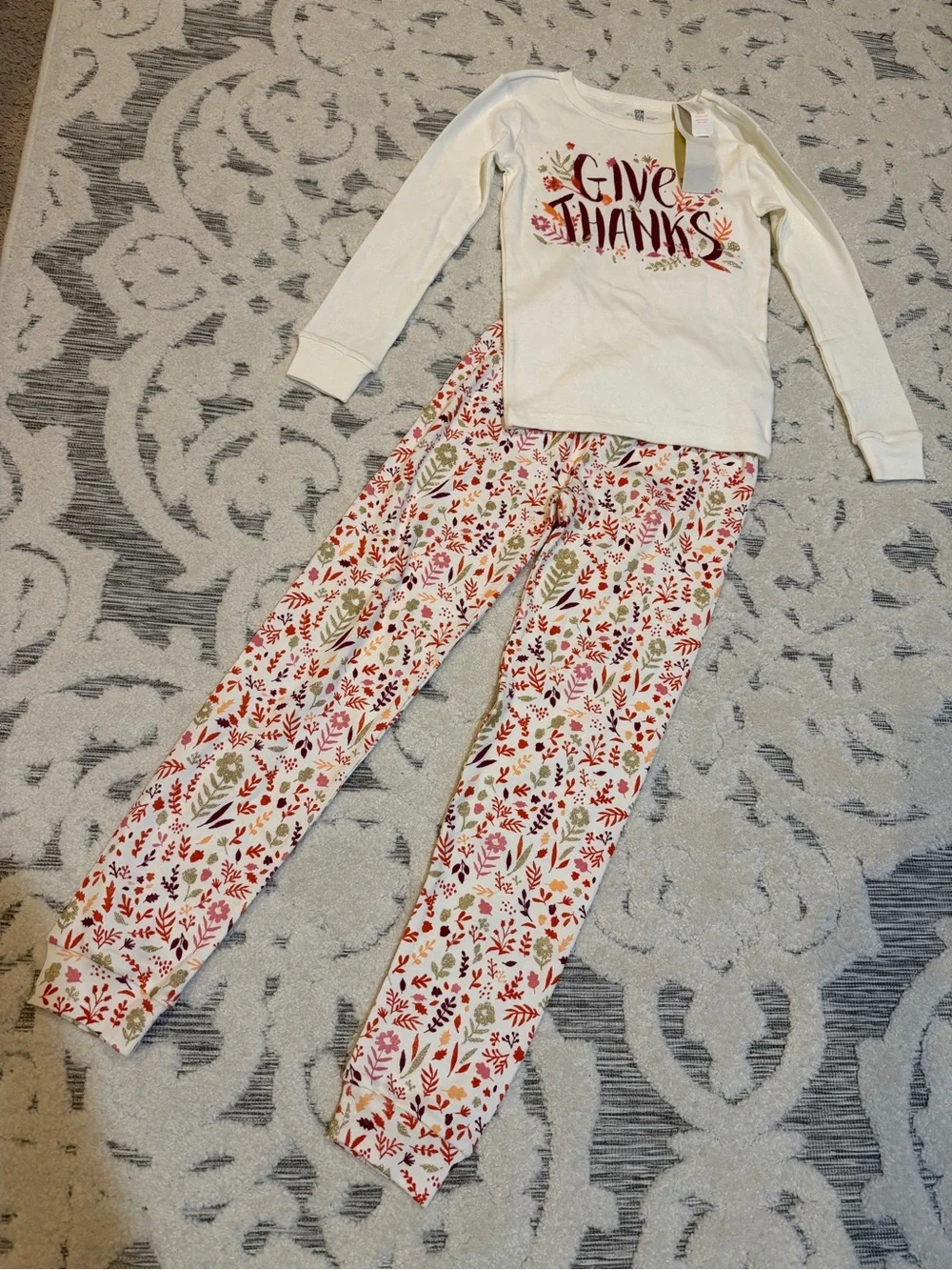 NWT new Gymboree Kids 'Give Thanks' Long Sleeve Pajama Set Fall pattern Size 12
